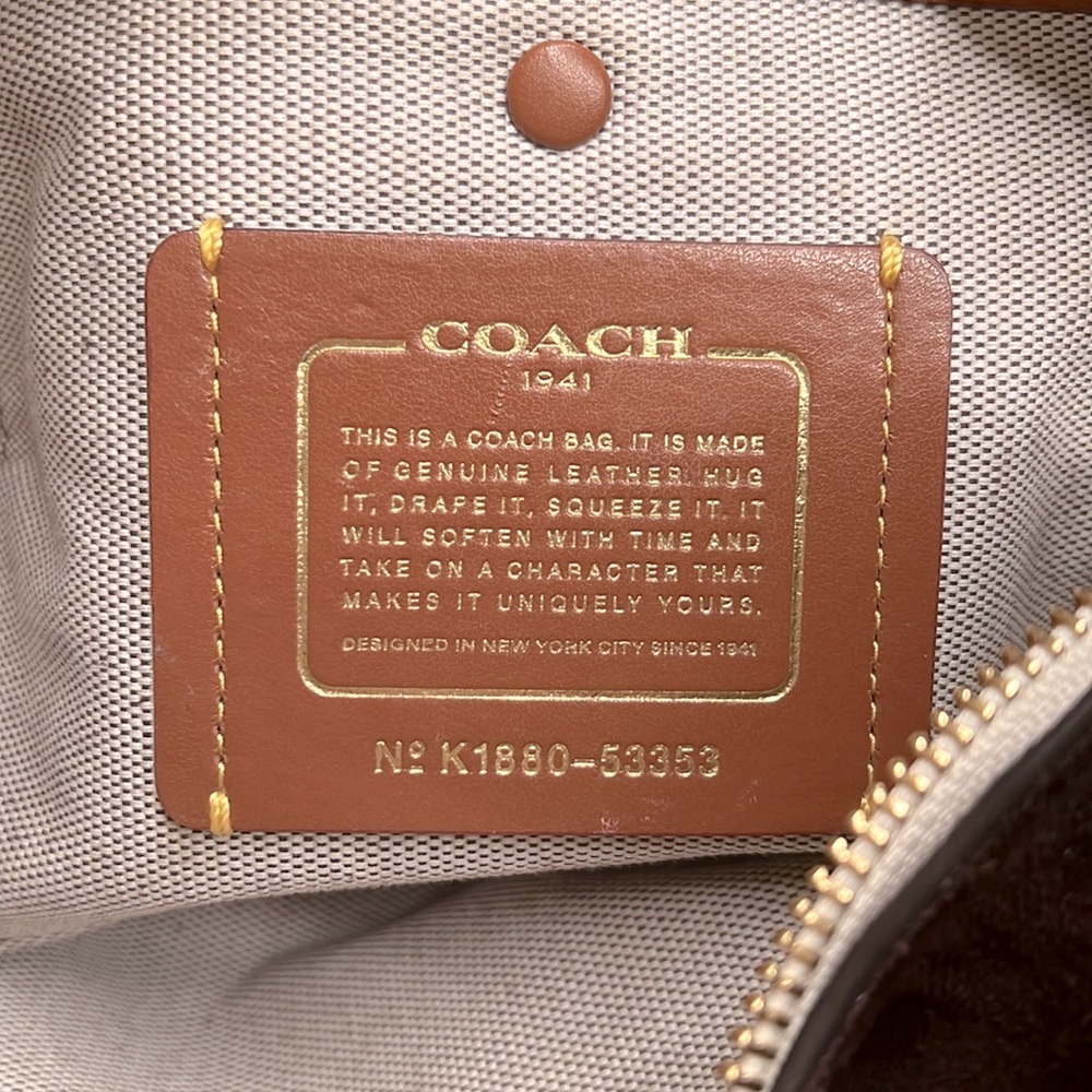 Coach 1941 Harmony Bag Tan Creamy White colorblock purple suede interior - Picture 3 of 16